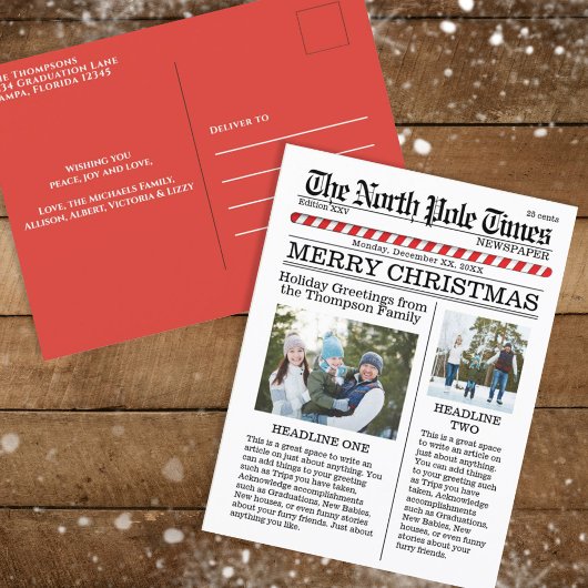 Multifoto Kerstmis 2 Foto Whimsical Funny Feestdagenkaart