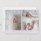 Multifoto minimalistische Paarse geboorteaankondig Aankondiging (Voorkant)