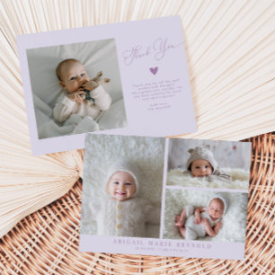 Multifoto minimalistische Paarse geboorteaankondig Aankondiging