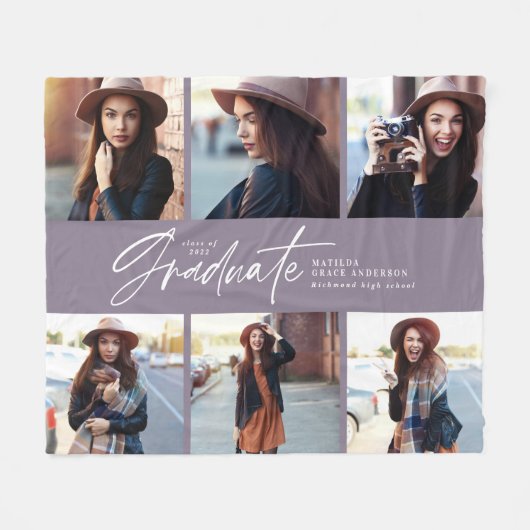 Multifoto modern zwart script afstuderen f fleece deken (Voorkant (Horizontaal))