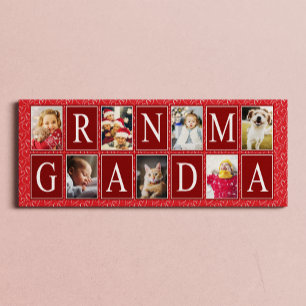 Multifoto Red Heart Patroon Grandma Foto Canvas Afdruk