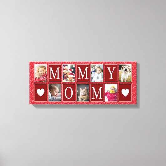 Multifoto Red Heart Pattern Foto Canvas Afdruk (Voorkant)