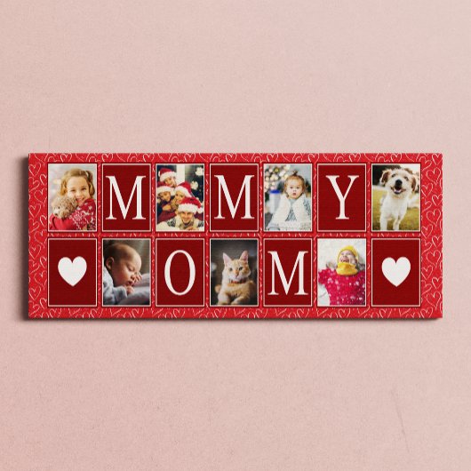 Multifoto Red Heart Pattern Foto Canvas Afdruk