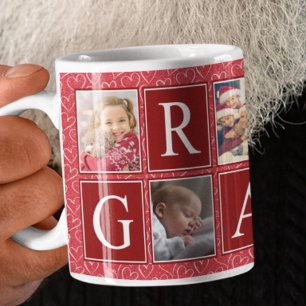 Multifoto Red Heart Pattern Grandpa Foto Koffiemok