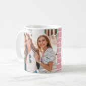 Multifoto roze check leuke typografie beste vriend koffiemok (Voorkant links)