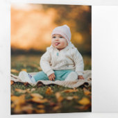 Multifoto van de moderne Faux Gold kerstboomfamili Drieluik Kaart (Binnenzijde eerst)