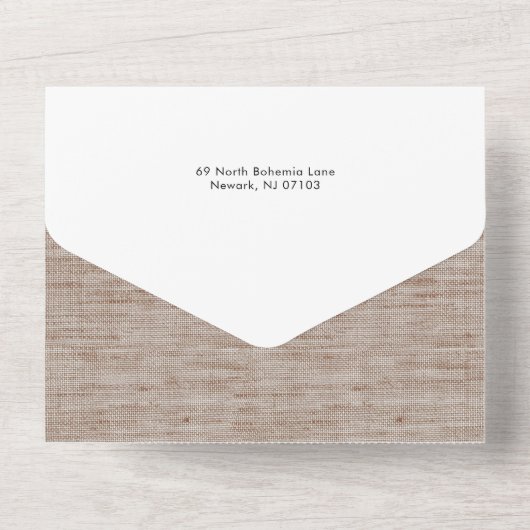 Multifoto van Rustic Linen Prettige feestdagen All In One Uitnodiging (Achterkant)