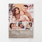 Multifoto van Rustic Linen Prettige feestdagen Drieluik Kaart (Cover)