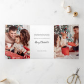 Multifoto van Rustic Linen Prettige feestdagen Drieluik Kaart (Binnen)