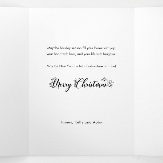 Multifoto van Rustic Linen Prettige feestdagen Drieluik Kaart (Binnenkant midden)