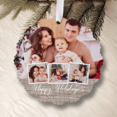 Multifoto van Rustic Linen Prettige feestdagen Ornament Kaart