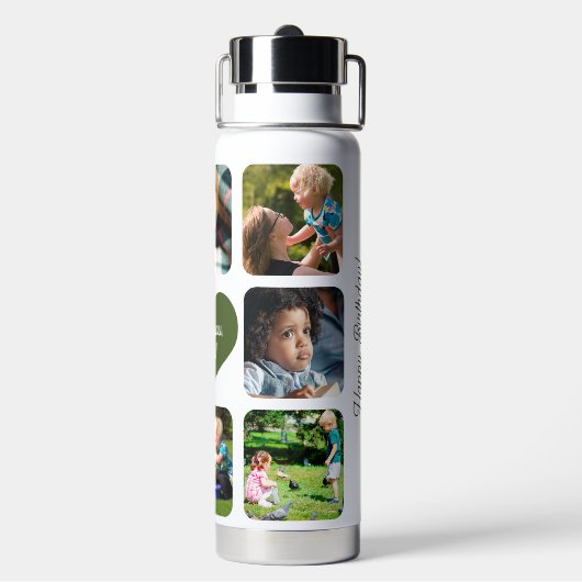 Multifotorakollage houdt van je vader op maat waterfles (Achterkant)