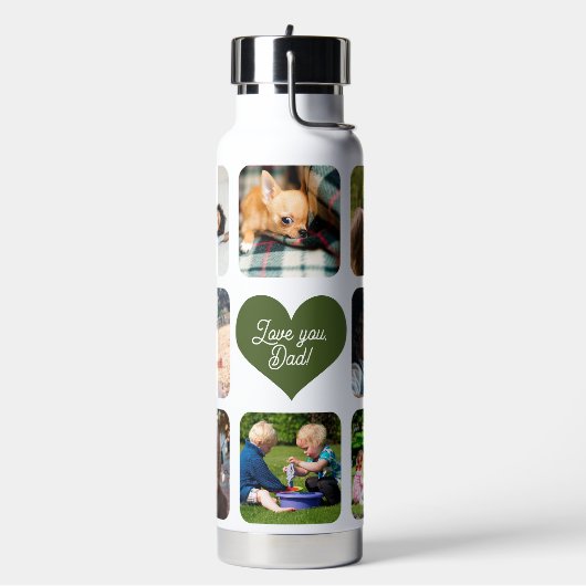 Multifotorakollage houdt van je vader op maat waterfles (Links)