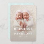 Multifotoreale tweeling in moderne geometrie + typ aankondiging (Voorkant / Achterkant)