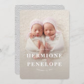 Multifotoreale tweeling in moderne geometrie + typ aankondiging (Voorkant / Achterkant)