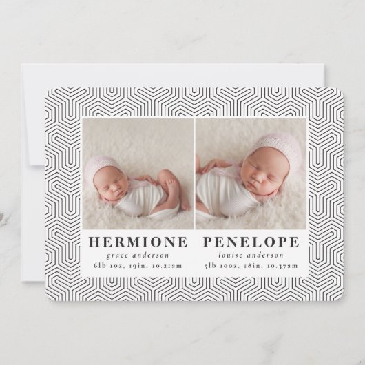 Multifotoreale tweeling in moderne geometrie + typ aankondiging (Achterkant)