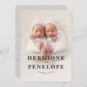 Multifotoreale tweeling in moderne geometrie + typ aankondiging (Voorkant / Achterkant)