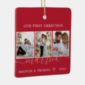 Multifoto's eerste kerstfeest met keramische keram keramisch ornament (Rechts)