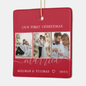 Multifoto's eerste kerstfeest met keramische keram keramisch ornament (Links)