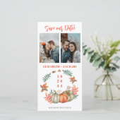 Multifoto's pompoenen vallen bruiloft opslaan Datu Save The Date (Staand voorkant)