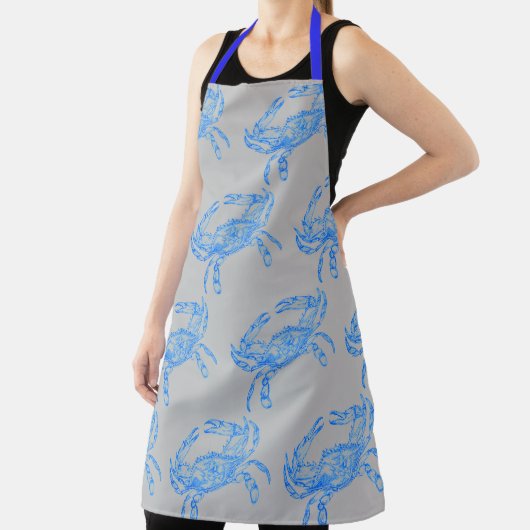  multifunctionele blauwe krab afdruk schort (Insitu)