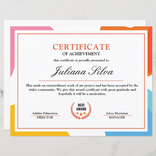 Multifunctionele certificaatSjabloon (Voorkant / Achterkant)