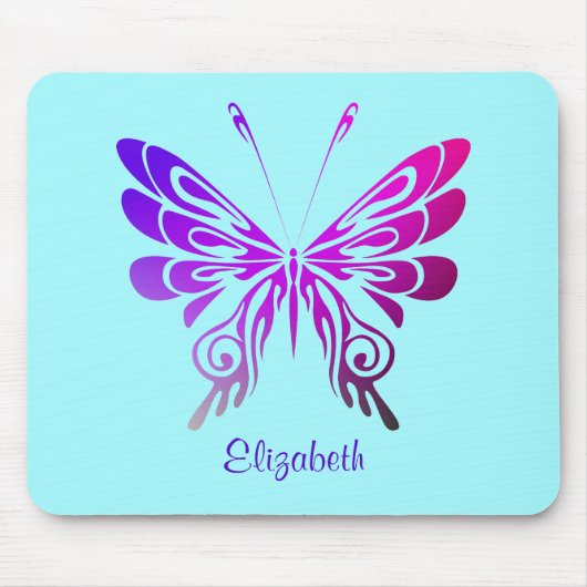 multigekleurde vlinder op maat muismat (Voorkant)