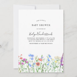 Multihued Wildflower Baby Shower Celebration Kaart