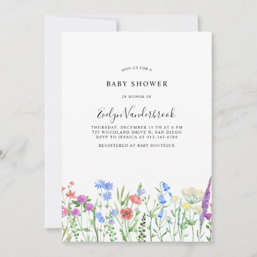 Multihued Wildflower Baby Shower Celebration Kaart (Voorkant)
