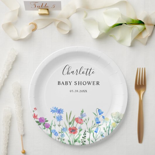 Multihued Wildflower Baby Shower Celebration Papieren Bordje (Huwelijk)