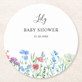 Multihued Wildflower Baby Shower Celebration Ronde Kartonnen Onderzetter