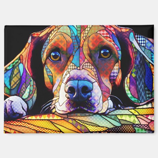 Multikleur Beagle Hond 178 Magneet (Voorkant)