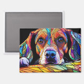 Multikleur Beagle Hond 178 Magneet (Voorkant / Achterkant)