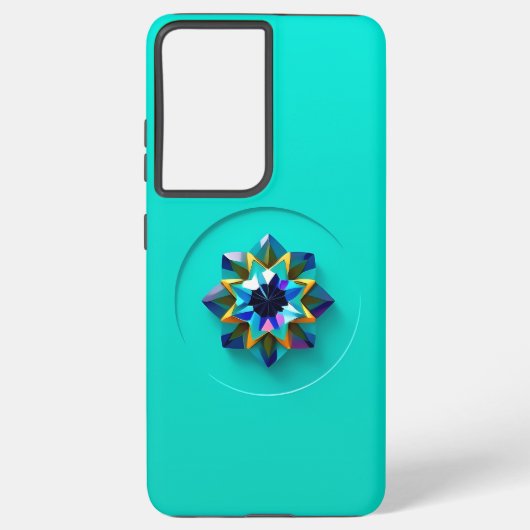 Multikleuren Crystal Design op Blauwgroen Samsung Galaxy Hoesje (Achterkant)