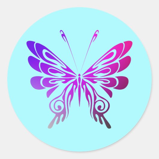  multikleuren decoratieve vlinder ronde sticker (Voorkant)
