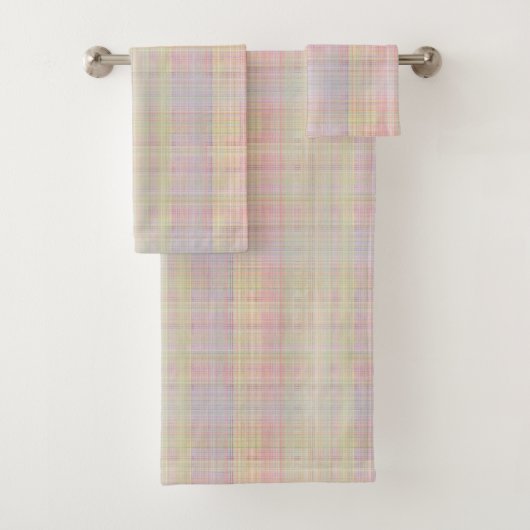 Multikleuren Pastel Glen Plaid Bad Handdoek (Insitu)