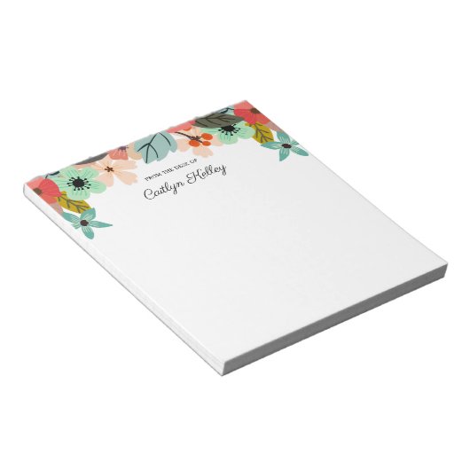 Multikleurenbloemen van het bureau van Aangepast Notitieblok (Schuin)