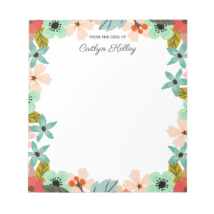 Multikleurenbloemen van het bureau van Aangepast Notitieblok