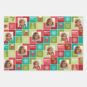 Multikleurenblok Kerstmis 2 Foto Inpakpapier Vel (Voorkant)