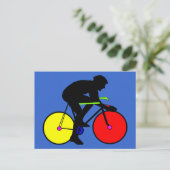 Multikleurenfiets t-shirt met fiets briefkaart (Staand voorkant)