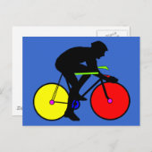 Multikleurenfiets t-shirt met fiets briefkaart (Voorkant / Achterkant)