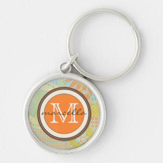 Multikleurengeometrische vormen Bright Monogram Sleutelhanger