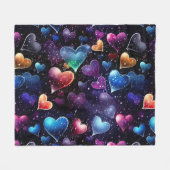 Multikleurenharten Fleece Deken (Voorkant (Horizontaal))