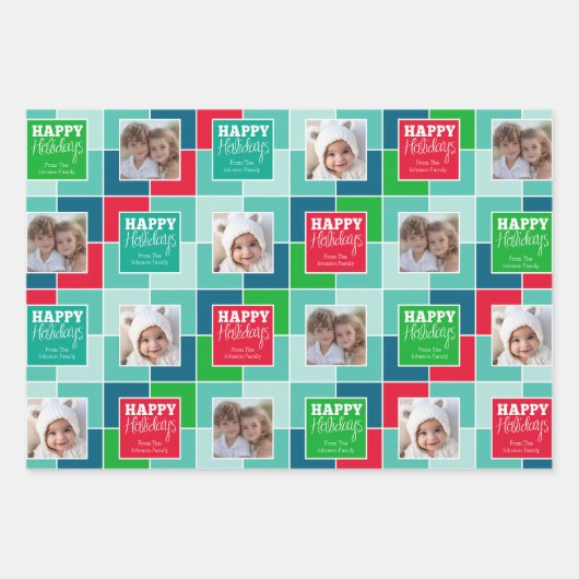 Multikleurenkerstfoto's Whimsical-feestdag Inpakpapier Vel (Voorkant 3)