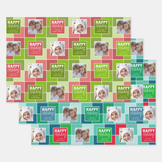 Multikleurenkerstfoto's Whimsical-feestdag Inpakpapier Vel (Set)