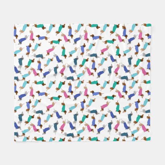 Multikleurenpasta Dachshund Fleece Blanket Deken (Voorkant (Horizontaal))