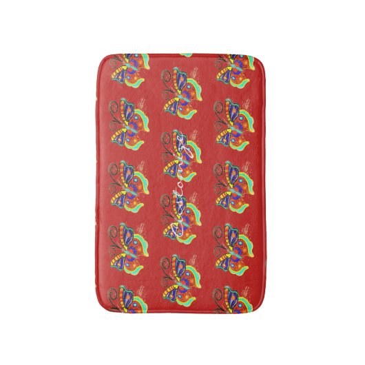 Multikleurenvlinders op elke kleur achtergrond badmat (Voorkant Verticaal)