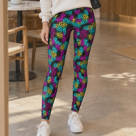 Multikleurig dierprintpatroon leggings