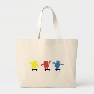 Multikleurige Android Skateboarder Grote Tote Bag