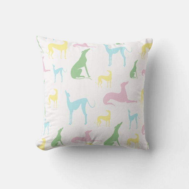 Multikleurige Greyhound Kussen (Voorkant)
